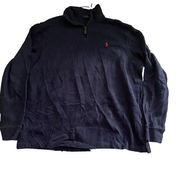 Polo Ralph Lauren Other - Polo Ralph Lauren Sweater Mens Size‎ Large Navy Blue 1/4 Zip Mock Neck